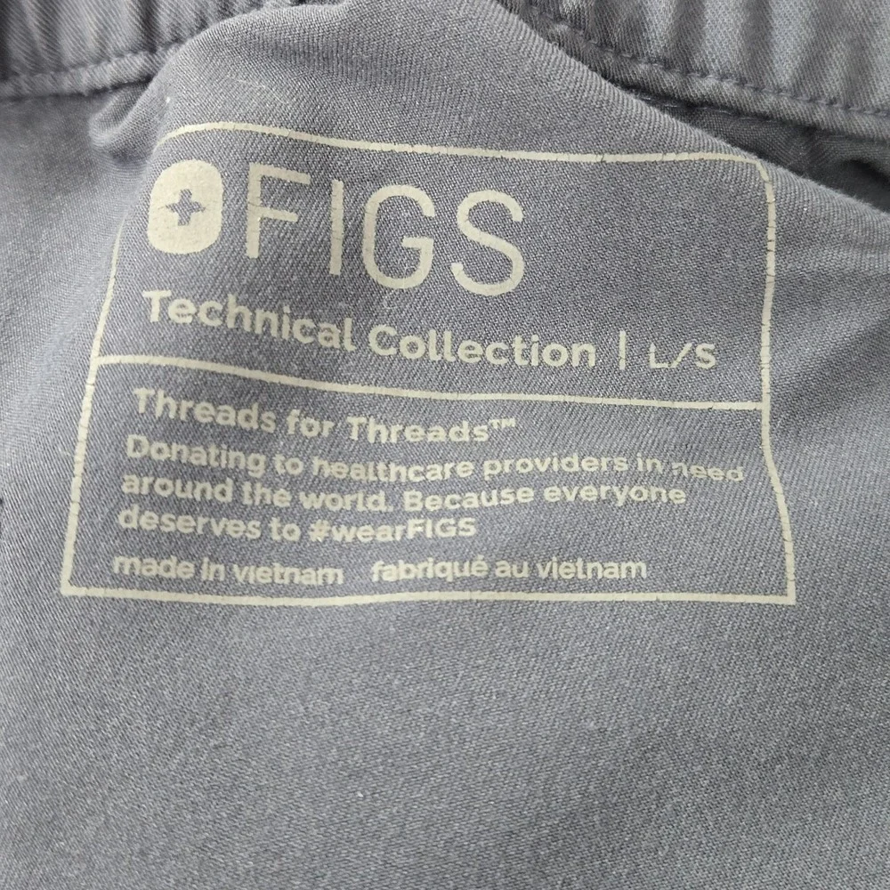 FIGS Men Scrub Pants Large Blue Cairo Cargo Pockets Drawstring 27